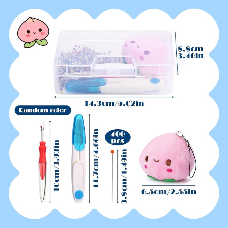 Kogyxe 400pcs Sewing Pins, 1.5inch Straight Pins for Fabric, Multicolor Pearlized Ball Head Pins with Pin Cushion and Other Sewing Accessories for Dressmaker, Jewelry DIY Decoration and Project - Image 2